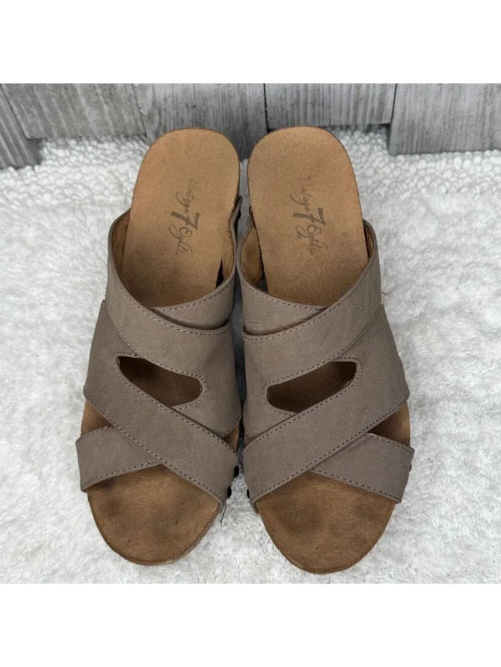Vintage 7 Eight Wedge Platform Sandals 6 M